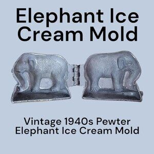 Vintage 1940s Pewter Elephant Ice Cream Mold